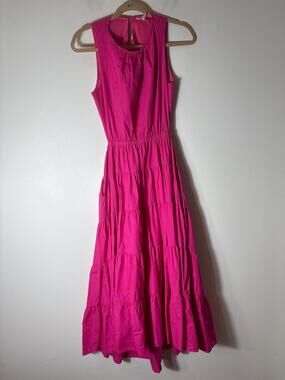 &merci Hot Pink Sleeveless Open Back Tierd Maxi Dress Sz S